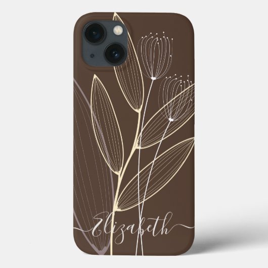 Moderne, Abstrakte Boho Pflanze Art Deco Braun Case-Mate iPhone Hülle (Rückseite)