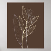 Moderne, Abstrakte Boho Pflanze Art Deco Braun Poster (Vorne)