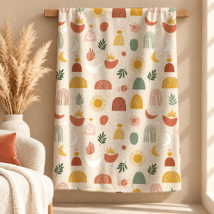 Moderne abstrakte Boho-Regenbogen-Wurfkissen-Dekor Fleecedecke