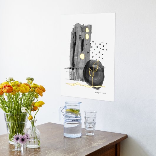 Moderne Abstrakte Boho Stil Schwarz-weiße Wasserfa Foliendrucke (Ablage(Küche))