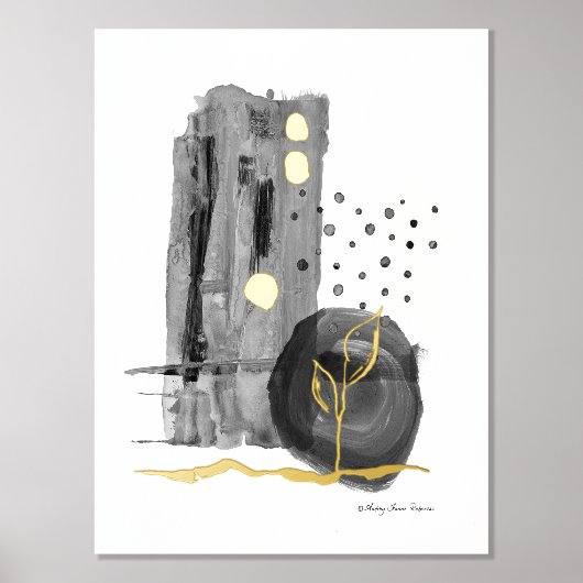 Moderne Abstrakte Boho Stil Schwarz-weiße Wasserfa Foliendrucke (Vorderseite)