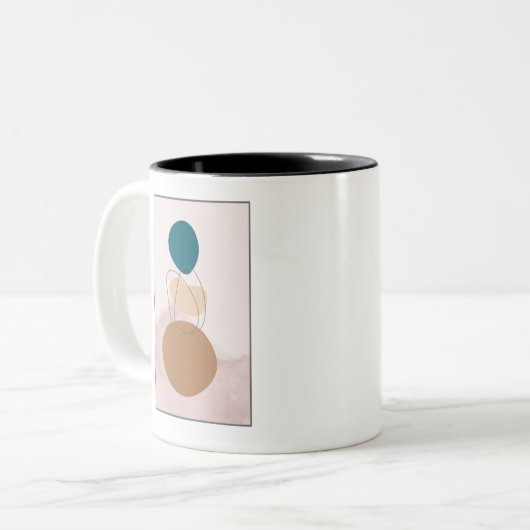 Moderne Abstrakte Boho-Tasse - Minimalistischer ne Zweifarbige Tasse (Vorderseite Links)