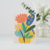 Moderne Abstrakte botanische Blume Postkarte (Stehend Vorderseite)