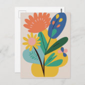 Moderne Abstrakte botanische Blume Postkarte (Vorne/Hinten)