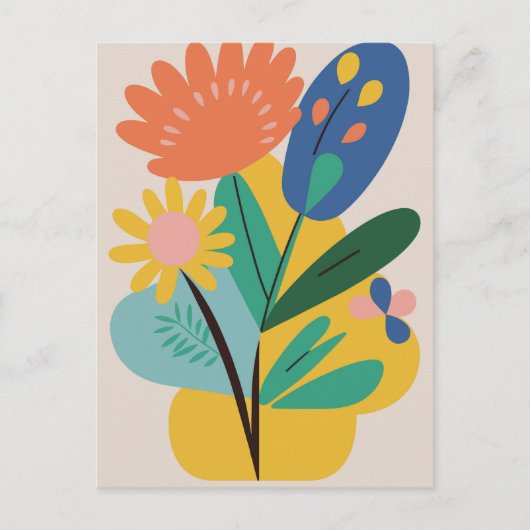 Moderne Abstrakte botanische Blume Postkarte (Vorderseite)