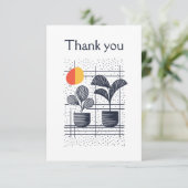 Moderne Abstrakte botanische Danksagkarte Dankeskarte (Stehend Vorderseite)