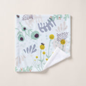 Moderne abstrakte botanische gelbe Billy-Button Badhandtuch Set (Waschlappen)