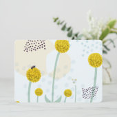 Moderne abstrakte botanische gelbe Billy-Button-Bl Einladung (Stehend Vorderseite)