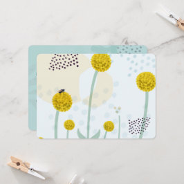 Moderne abstrakte botanische gelbe Billy-Button-Bl Einladung