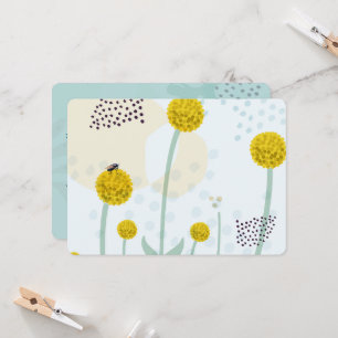 Moderne abstrakte botanische gelbe Billy-Button-Bl Einladung