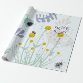 Moderne abstrakte botanische gelbe Billy-Button-Bl Geschenkpapier (Ungerollt)