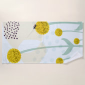 Moderne abstrakte botanische gelbe Billy-Button-Bl Strandtuch (Vorderseite)