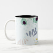 Moderne abstrakte botanische gelbe Billy-Button-Bl Zweifarbige Tasse (Links)