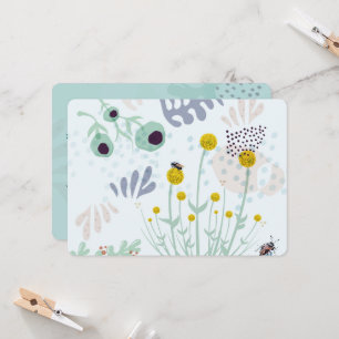 Moderne abstrakte botanische gelbe Billy-Button Einladung