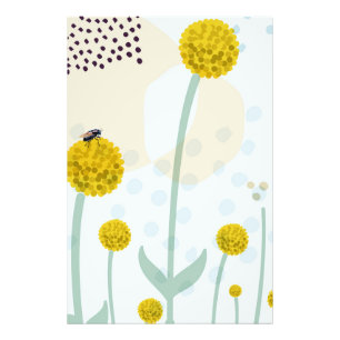 Moderne abstrakte botanische gelbe Billy-Button Fotodruck