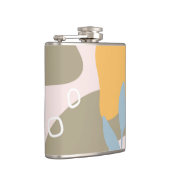 Moderne Abstrakte botanische Kunst in Orange und B Flachmann (Rechts)