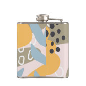 Moderne Abstrakte botanische Kunst in Orange und B Flachmann (Rückseite)