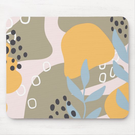 Moderne abstrakte botanische Kunst in Orange und B Mousepad (Vorne)