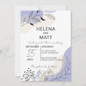 Moderne Abstrakte Botanische Linie Hochzeit Einladung (Vorderseite)