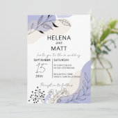 Moderne Abstrakte Botanische Linie Hochzeit Einladung (Stehend Vorderseite)