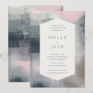 MODERNE ABSTRAKTE BREITERINVITATION (NAVY/BLUSH) EINLADUNG