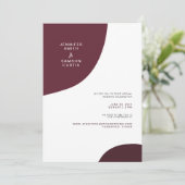 Moderne Abstrakte Burgundy Virtual Wedding Einladung (Stehend Vorderseite)