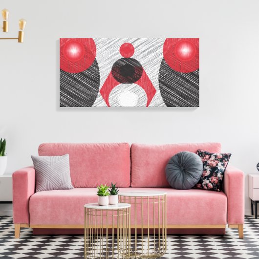 Moderne Abstrakte Canvas in Rot, Schwarz und Weiß Leinwanddruck (Insitu (Wohnzimmer))