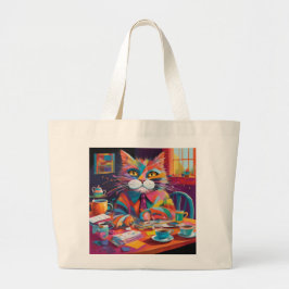 Moderne Abstrakte Cat Genießen Coffee Jumbo Tasche