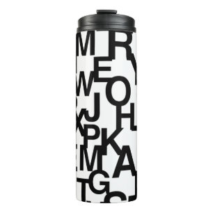 Moderne, abstrakte, chaotische Schriftzug-Muster Thermosbecher