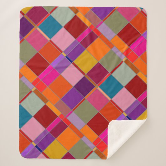 Moderne Abstrakte Checked Sherpadecke (Vorderseite)