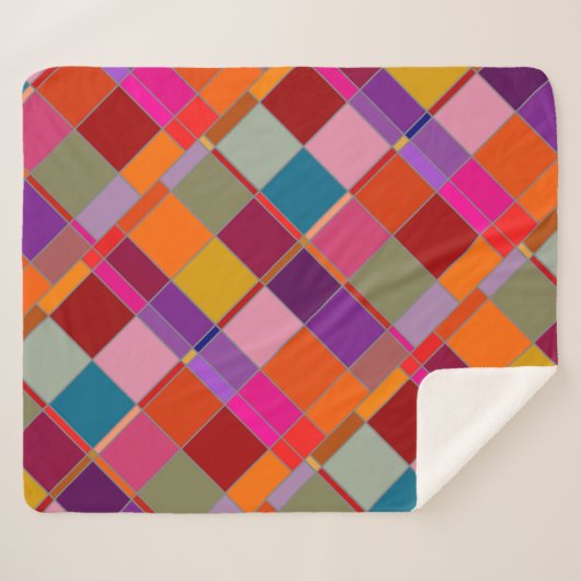 Moderne Abstrakte Checked Sherpadecke (Vorderseite (Horizontal))