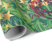 Moderne Abstrakte CHRISTMAS STARTEN Green Red Geschenkpapier (Rolleneckpunkt)