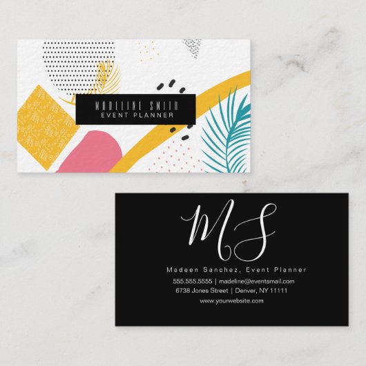 Moderne Abstrakte Collage Tropical Coral Aquamarin Visitenkarte (Vorne/Hinten)