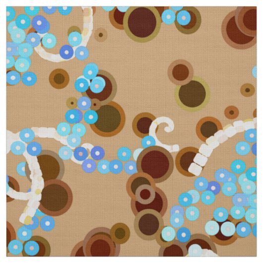 Moderne Abstrakte Confetti Print, Aqua and Brown Stoff (Muster)