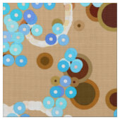 Moderne Abstrakte Confetti Print, Aqua and Brown Stoff (Nahaufnahme)
