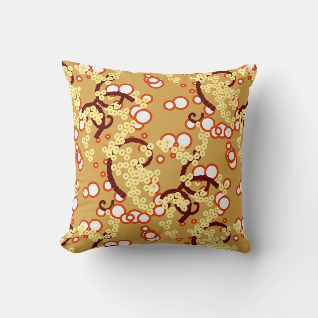 Moderne Abstrakte Confetti Print, Mustard Gold Kissen (Vorderseite)