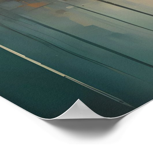 Moderne abstrakte Design Gold und Blauer Grau-Tone Poster (Ecke)