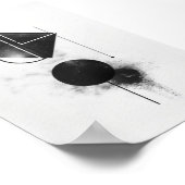 Moderne Abstrakte digitale Kunst in Schwarz und We Poster (Ecke)