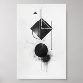 Moderne Abstrakte digitale Kunst in Schwarz und We Poster (Vorne)