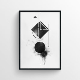 Moderne Abstrakte digitale Kunst in Schwarz und We Poster