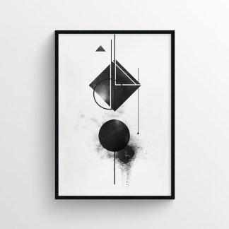 Moderne Abstrakte digitale Kunst in Schwarz und We Poster