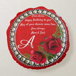 Moderne, Abstrakte, doppelseitige Rose aus Marmor Rundes Kissen