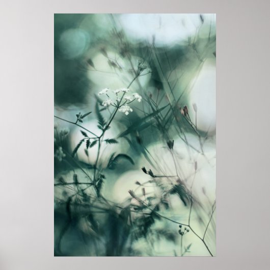 Moderne Abstrakte Dreamy Soft Aquamarine Wildblume Poster (Vorne)
