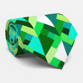 Moderne Abstrakte Dreiecke, Emerald Green und Aqua Krawatte (Gerollt)