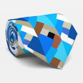Moderne Abstrakte Dreiecke, Kobalt Blau und Braun Krawatte (Gerollt)