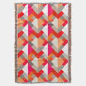 Moderne Abstrakte Dreiecke, Orange, Fuchsia und Gr Decke (Vorderseite Vertikal)