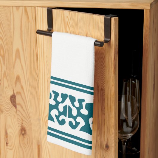 Moderne Abstrakte, dunkle aquamarine Formkunst Geschirrtuch (Drittel gefaltet)