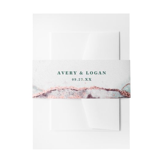 Moderne Abstrakte dunkle Smaragdgrüne Hochzeit Einladungsbanderole (Vorderseite Beispiel)