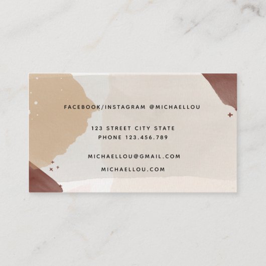 Moderne Abstrakte Earth Tones Trendy Business Card Visitenkarte (Rückseite)