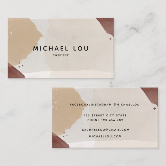 Moderne Abstrakte Earth Tones Trendy Business Card Visitenkarte (Vorne/Hinten)